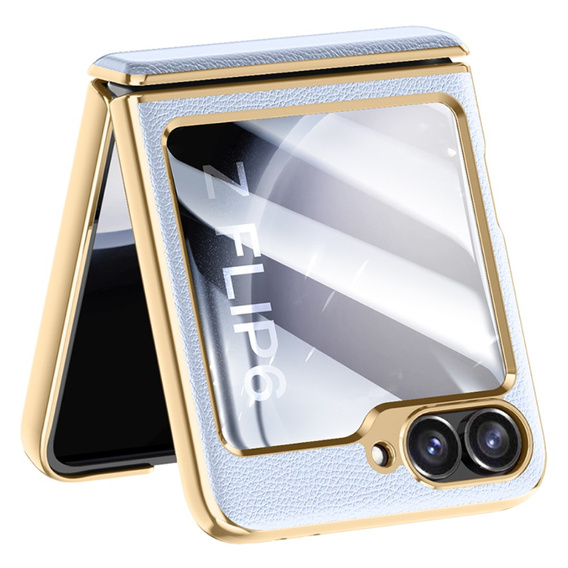 Etui Litchi Leather do Samsung Galaxy Z Flip7 FE / Z Flip6, niebieskie
