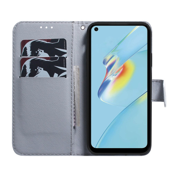 Etui z klapką do Oppo A17, Wallet, Sakura niebieskie