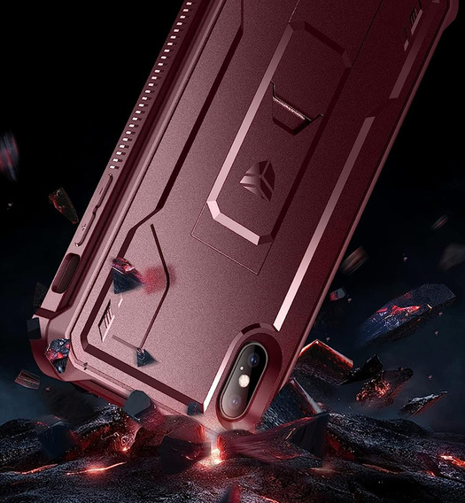 Etui pancerne do iPhone XS Max, Dexnor Full Body, czerwone