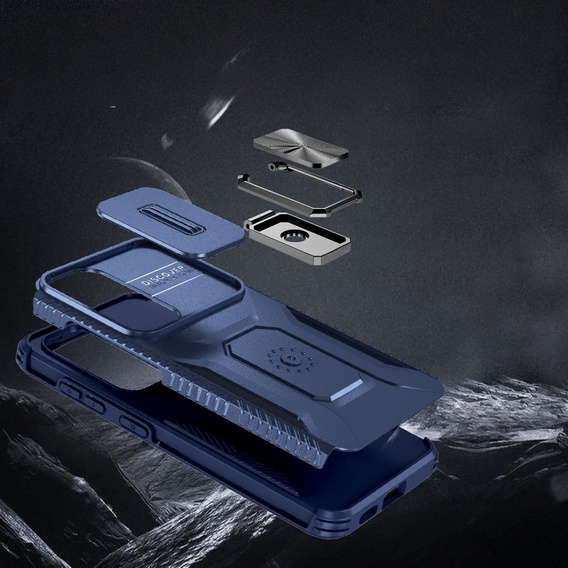 Etui do Samsung Galaxy S24, Slide Lens Lid, Niebieskie