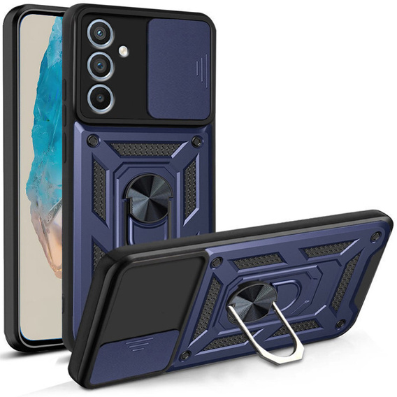 Etui pancerne do Samsung Galaxy M35, CamShield Slide, niebieskie