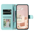 Etui z klapką do iPhone 16, Rhombus Crossbody Leather, zielone