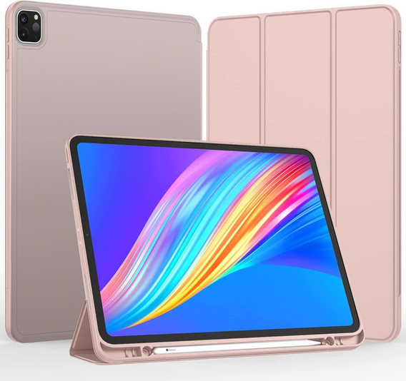 Etui do iPad Pro 12.9" 2022/2021/2020 (6/5/4 gen.), Smart Pencil, z miejscem na rysik, różowe