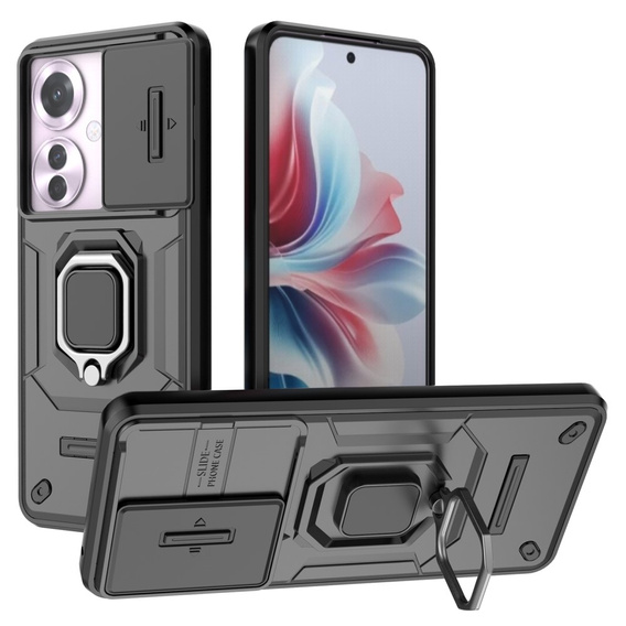 Etui do Oppo Reno 11F 5G, KickStand Camera Lens, czarne