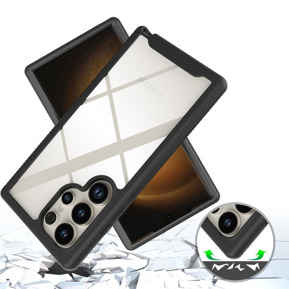 Etui do Samsung Galaxy S24 Ultra, Shockproof, z folią, czarne