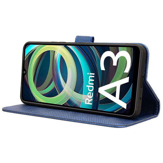 Etui z klapką do Xiaomi Redmi A3, Wallet Smart Magnet, niebieskie