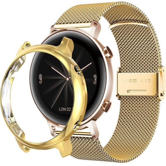 Bransoleta + Etui z osłoną na ekran do Huawei Watch GT 4 41mm, Złota
