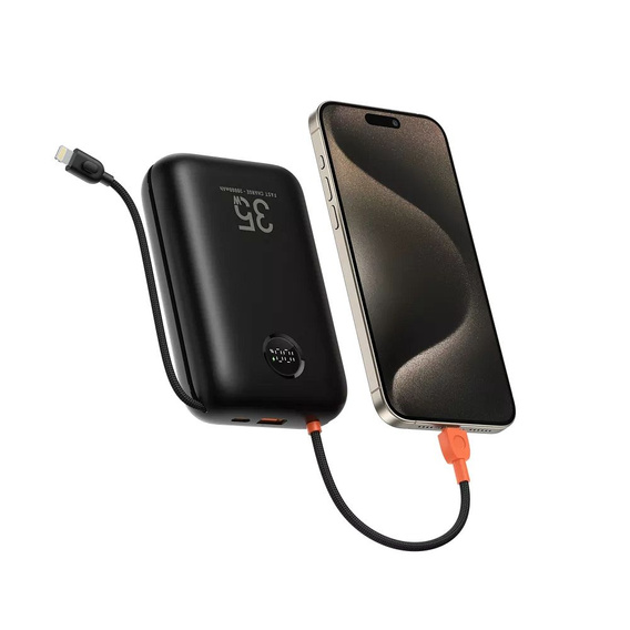 Powerbank VEGER K3 30000 mAh z kablami USB-C i Lightning, szybkie ładowanie 35W – Czarny