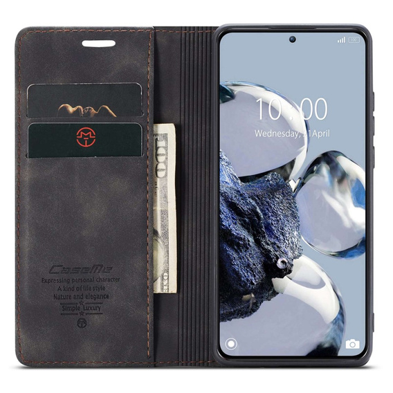 Etui CASEME do Xiaomi 12T / 12T Pro, Leather Wallet Case, czarne