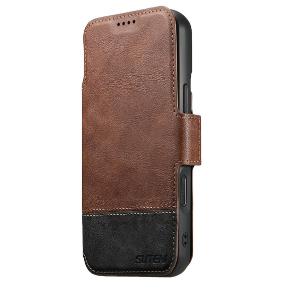 Etui z klapką 2w1 do iPhone 17 Pro Max, SUTENI, do MagSafe, brązowe