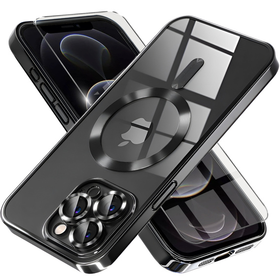 Etui do iPhone 12 Pro, Electro MagSafe, czarne + Szkło na ekran