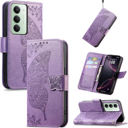 Etui z klapką do Xiaomi Redmi 15 5G / 4G, Motyl, fioletowe