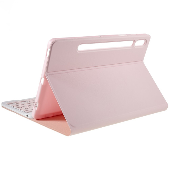 Etui z klawiaturą do Samsung Galaxy Tab S7 T870/T875 / S8, Pen Slot, różowe rose gold