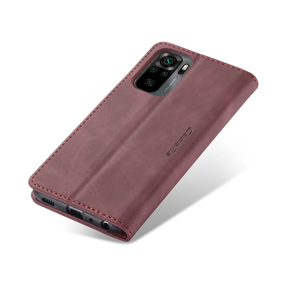 Etui CASEME do Xiaomi Redmi Note 10 / 10S, Leather Wallet Case, bordowe