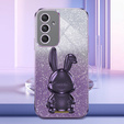 Etui do Samsung Galaxy A54 5G, Glitter Rabbit, z wysuwaną podstawką, fioletowe