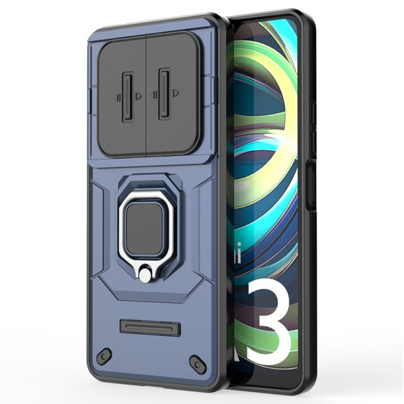Etui do Xiaomi Redmi A3, KickStand Camera Lens, niebieskie