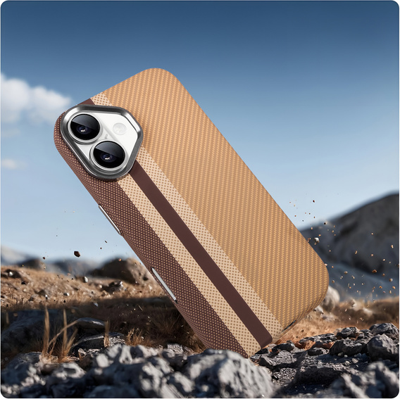 Etui do iPhone 16, Carbon Fiber MagSafe, żółte