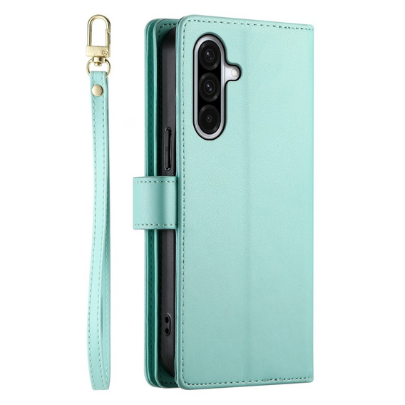 Etui z klapką do Samsung Galaxy A56 5G, Wallet Zipper Pocket, zielone