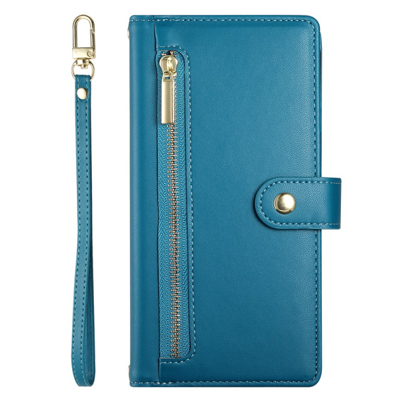 Etui z klapką do Oppo Reno 13 5G, Wallet Zipper Pocket, niebieskie
