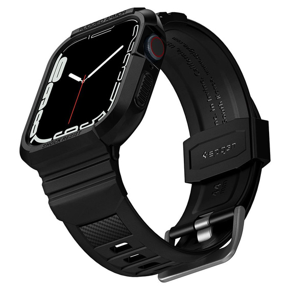 Pasek z etui Spigen do Apple Watch 4/5/6/7/8/9/SE 44/45mm, Rugged Armor Pro, Czarny