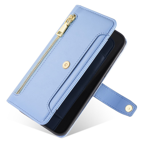 Etui z klapką do Xiaomi 13T / 13T Pro / Redmi K60 Ultra, Wallet Zipper Pocket, niebieskie