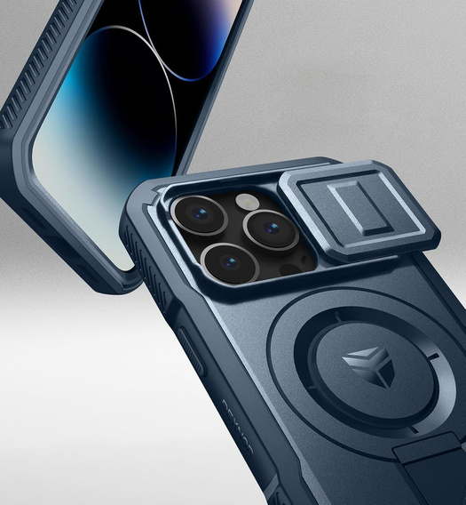 Dexnor Magnet Case – etui do iPhone 14 Pro z osłoną aparatu i podstawką - niebieskie