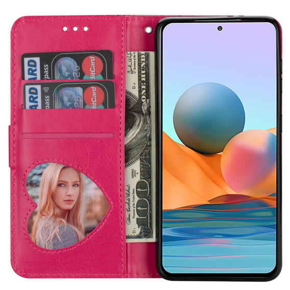 Etui z klapką do Samsung Galaxy A56 5G, Wallet Zipper Pocket Glittery, różowe