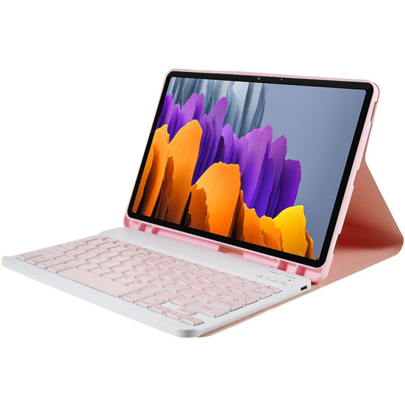Etui z klawiaturą do Samsung Galaxy Tab S7 T870/T875 / S8, Pen Slot, różowe rose gold