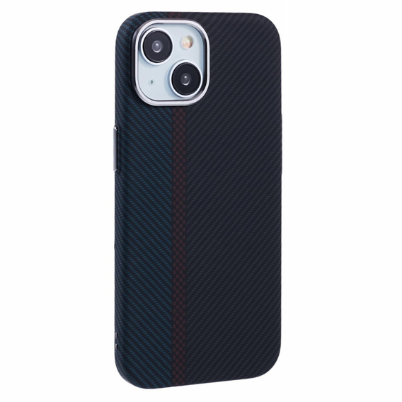 Etui do iPhone 15, Carbon Fiber MagSafe, czarne / niebieskie