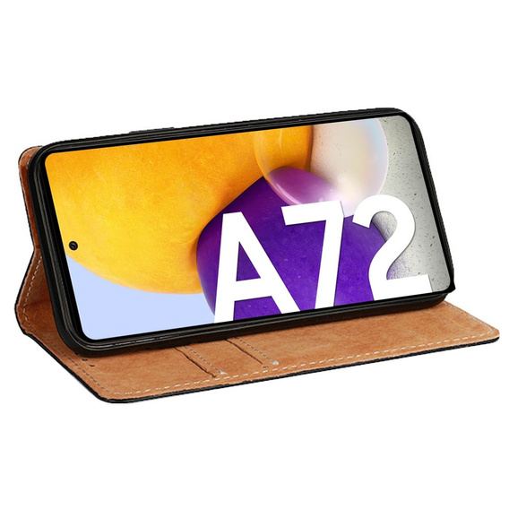 Skórzane Etui Wallet do Samsung Galaxy A72 5G / A72 LTE, Black