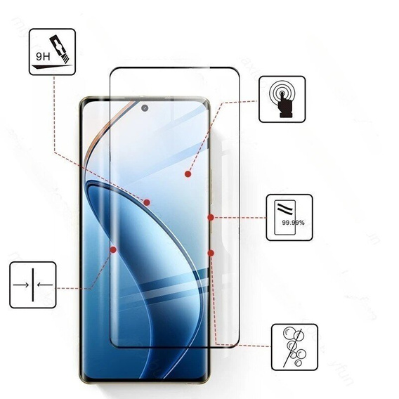 Szkło Hartowane 3D do Realme 12 Pro 5G / 12 Pro+ 5G, czarne