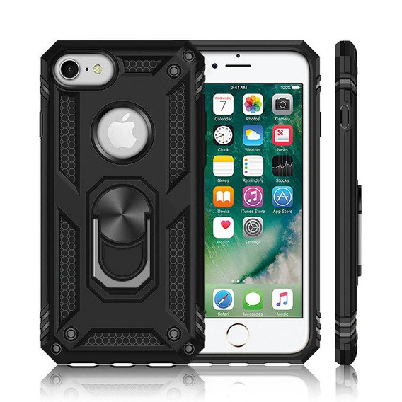Etui pancerne do iPhone 6/6S/7/8/SE 2020/SE 2022, Nox Case Ring, czarne