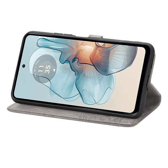 Etui z klapką do Motorola Moto G24 / G24 Power / G04, Mandala, szare