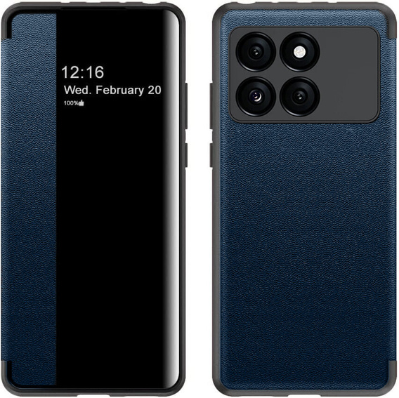 Etui z klapką do Xiaomi Poco F6 Pro, Side View, niebieskie
