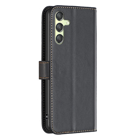 Etui z klapką do Samsung Galaxy A25 5G, BINFEN Wallet, czarne + szkło 9H