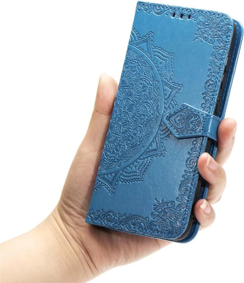Etui z klapką do Samsung Galaxy M55 5G, Mandala, niebieskie