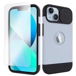 Etui ERBORD MagSafe Cam Slider do iPhone 13 / iPhone 14, niebieskie + Szkło na ekran