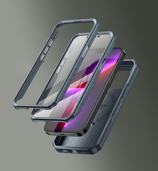 Dexnor – magnetyczne etui z osłoną aparatu do iPhone 13 Pro - niebieskie