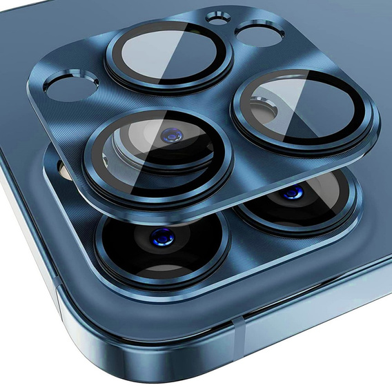 Osłona ze szkłem na obiektyw do iPhone 15 Pro / 15 Pro Max, ERBORD, niebieska