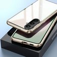 Etui do Samsung Galaxy A17 5G, Magnetic Dual Glass, przezroczyste ze złotymi bokami