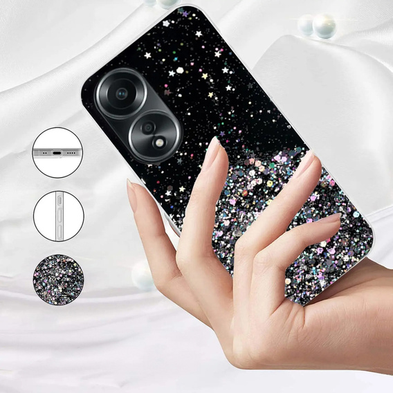 Etui do Oppo A78 5G, Glittery, czarne
