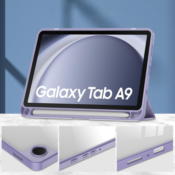 Etui Smartcase Hybrid do Samsung Galaxy Tab A9, z miejscem na rysik – fioletowe Marble