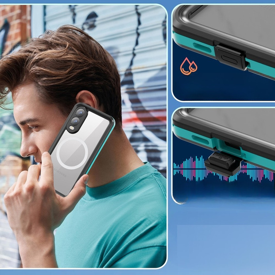 Wodoodporne etui Redpepper z MagSafe do Samsung Galaxy S25 Edge – niebieskie