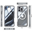 Etui do iPhone 16 Pro Max, Shockproof, ze szkłem, do MagSafe, szare