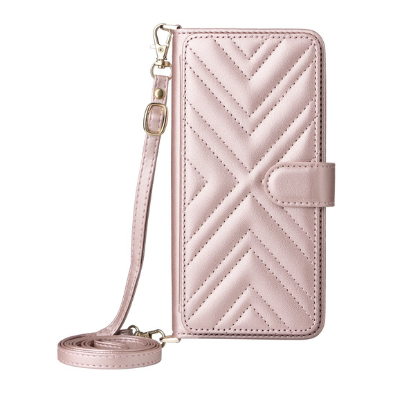 Etui z klapką do Xiaomi Poco F7 Pro / F7 Ultra, Crossbody Leather Wallet, różowe