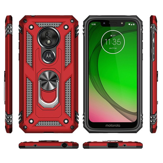 Etui pancerne do Motorola Moto G7 Power, Nox Case Ring, czerwone