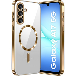 Etui do Samsung Galaxy A17 5G, Electro MagSafe, przezroczyste ze złotymi bokami