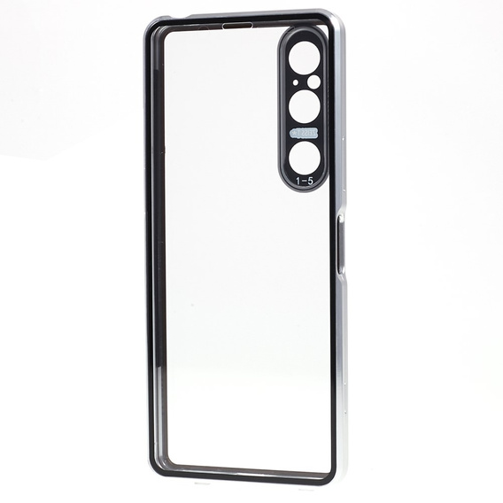 Etui do Sony Xperia 1 V, Magnetic Dual Glass, srebrne