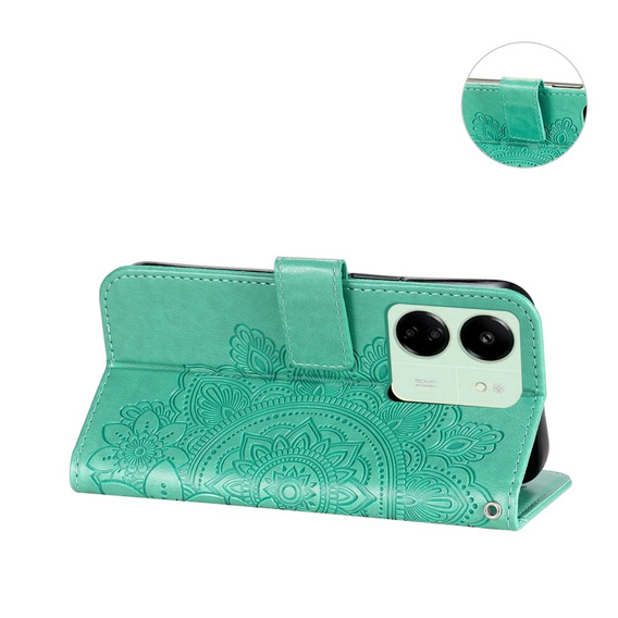Etui z klapką do Xiaomi Redmi 13C / Poco C65, Mandala, zielone