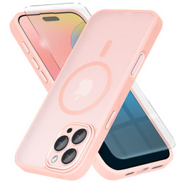 Etui do iPhone 16 Pro, do MagSafe, ERBORD Matt Case, różowy + Szkło na ekran